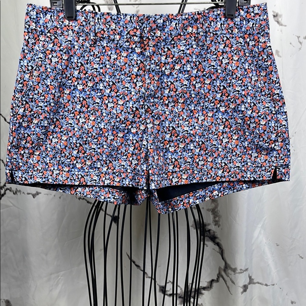 GAP Outlet Micro Floral Shorts Cotton Blend Lightweight Flat Front Hip Pockets